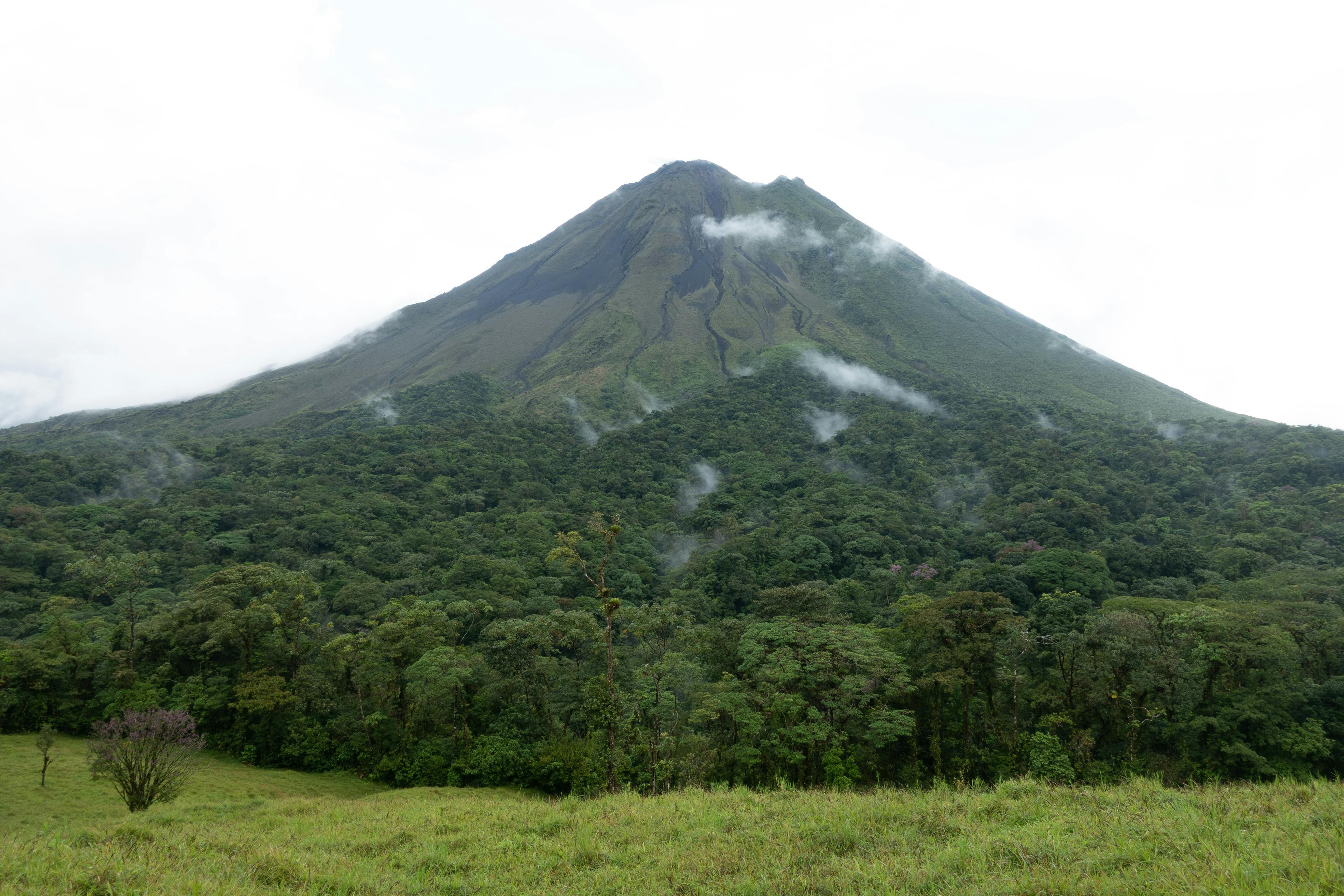 The Arenal volcano fully revealed. The volcano is still very active, although scientists believe the next erruption will not happen for another 340 years. The last erruption wiped out two towns and killed hundreds of people.